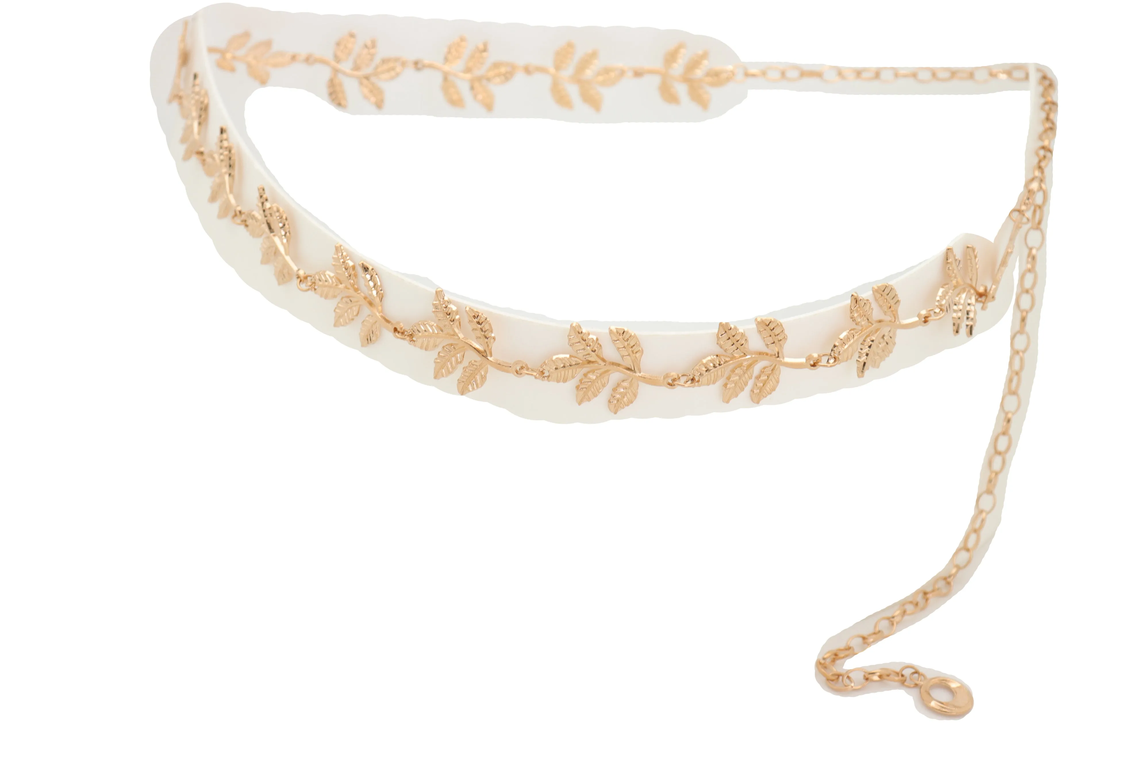 Greek Style Filigree Leaf Metal Chain Belt