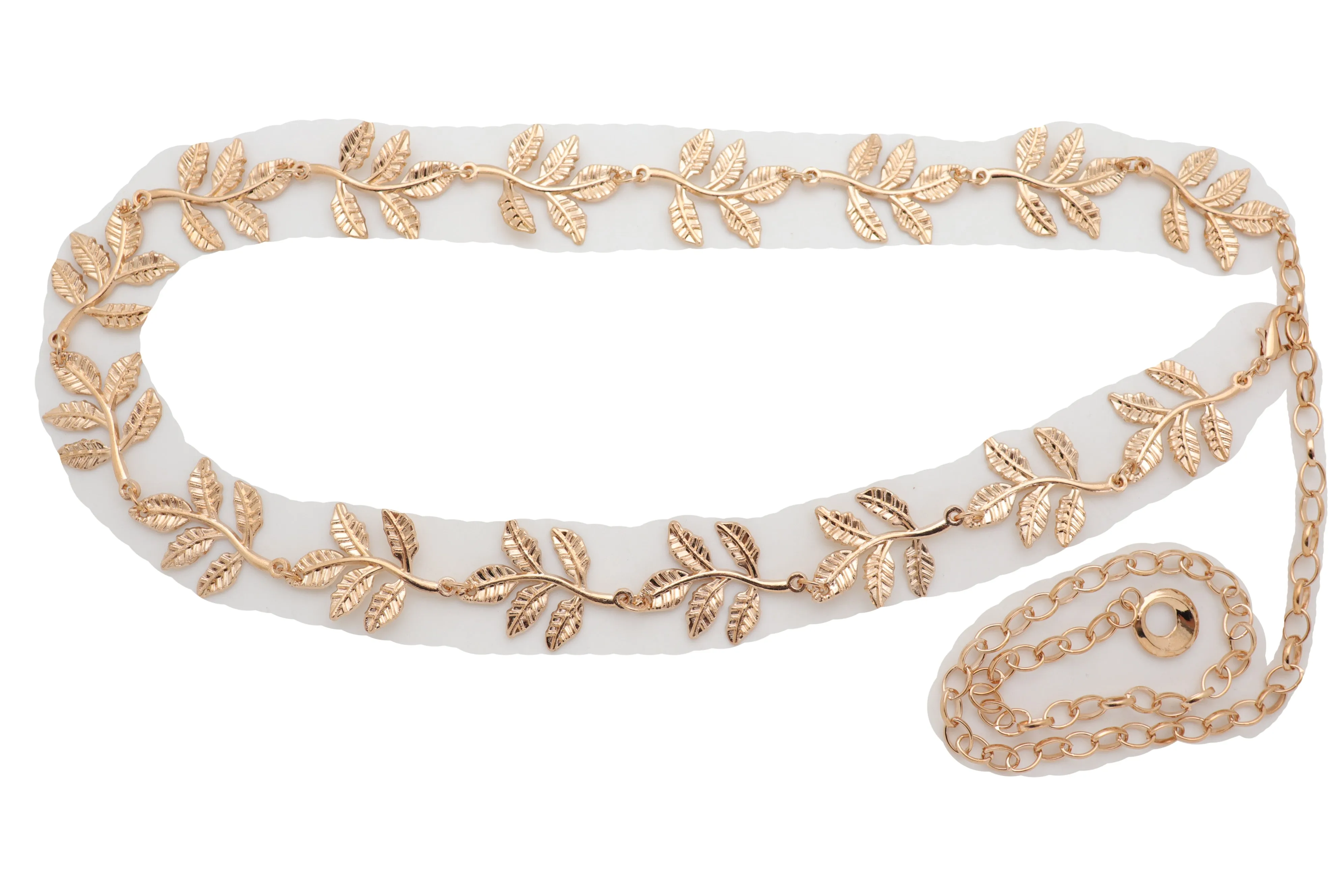 Greek Style Filigree Leaf Metal Chain Belt