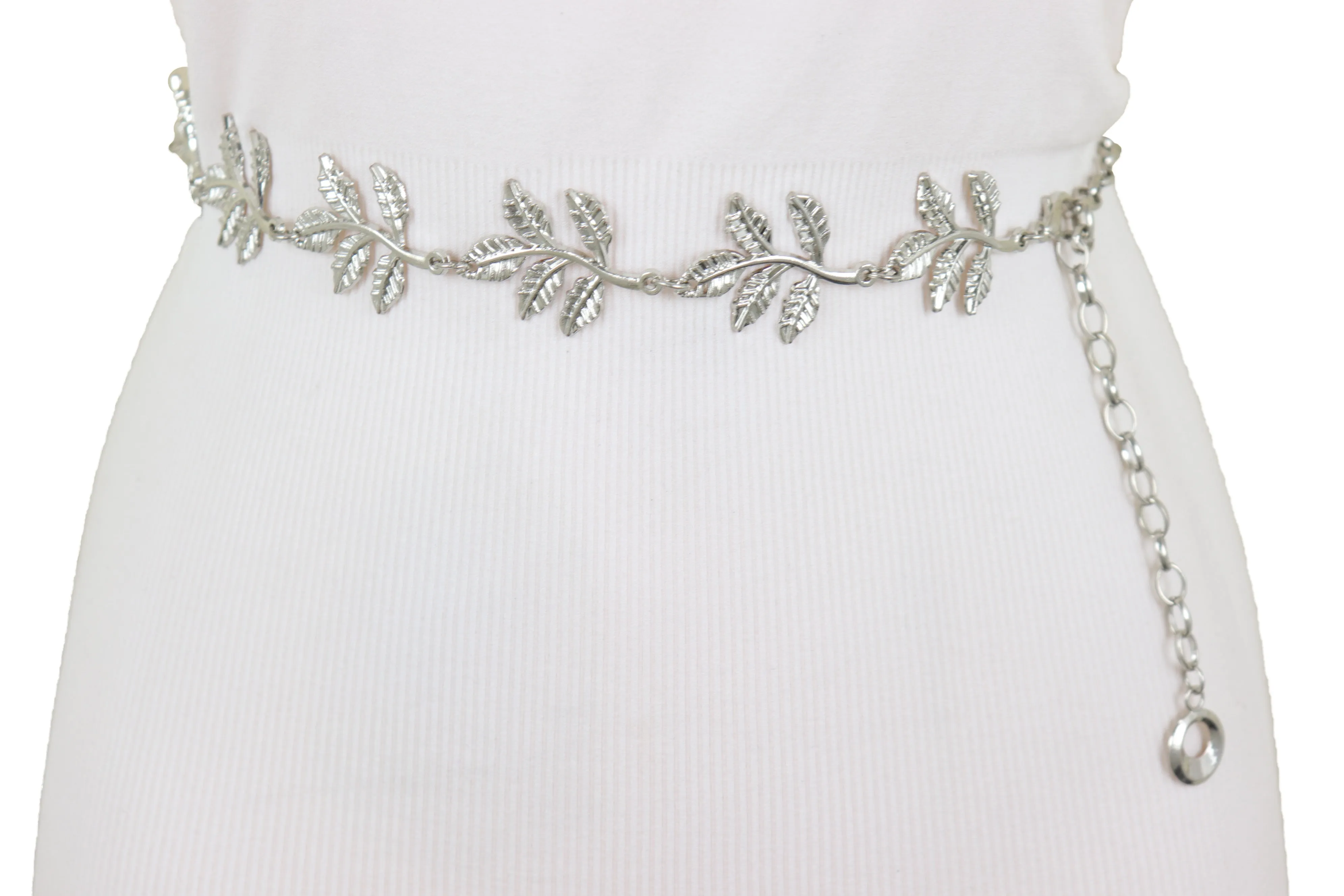 Greek Style Filigree Leaf Metal Chain Belt