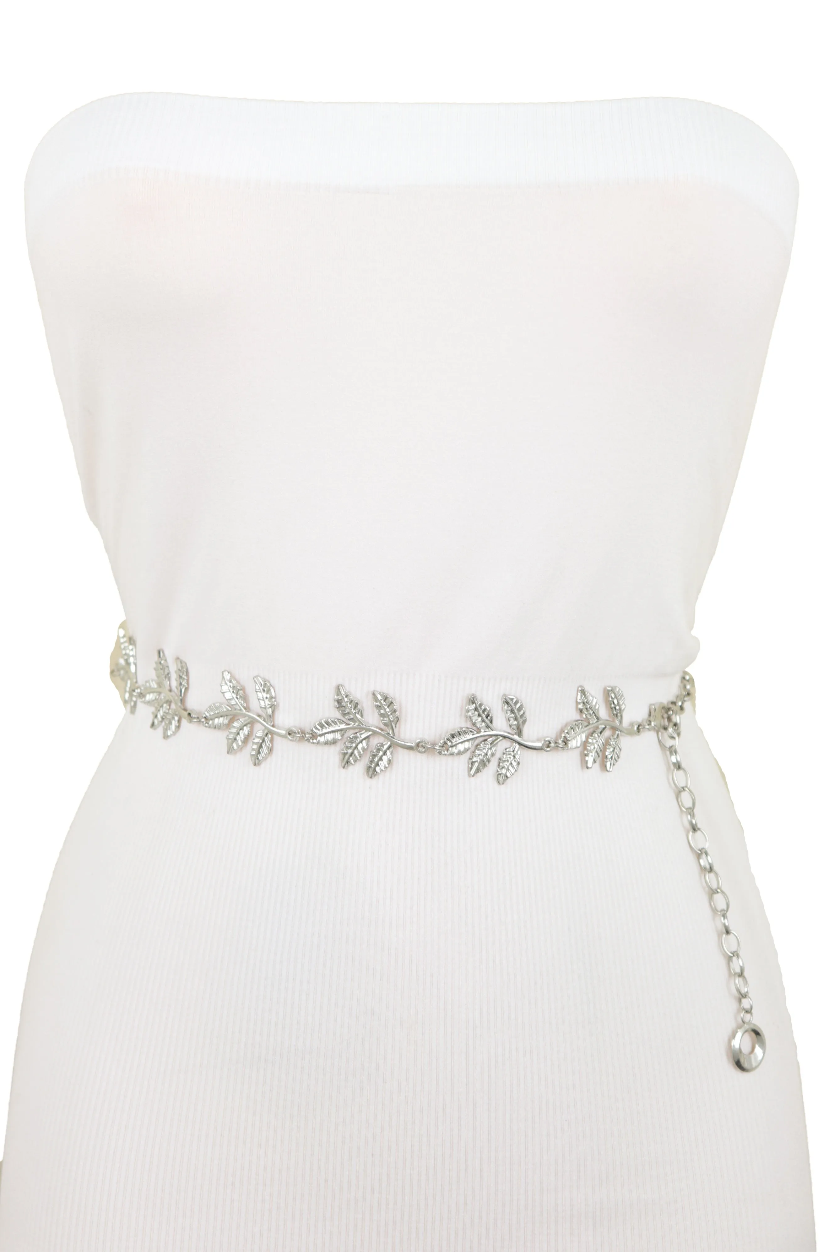 Greek Style Filigree Leaf Metal Chain Belt