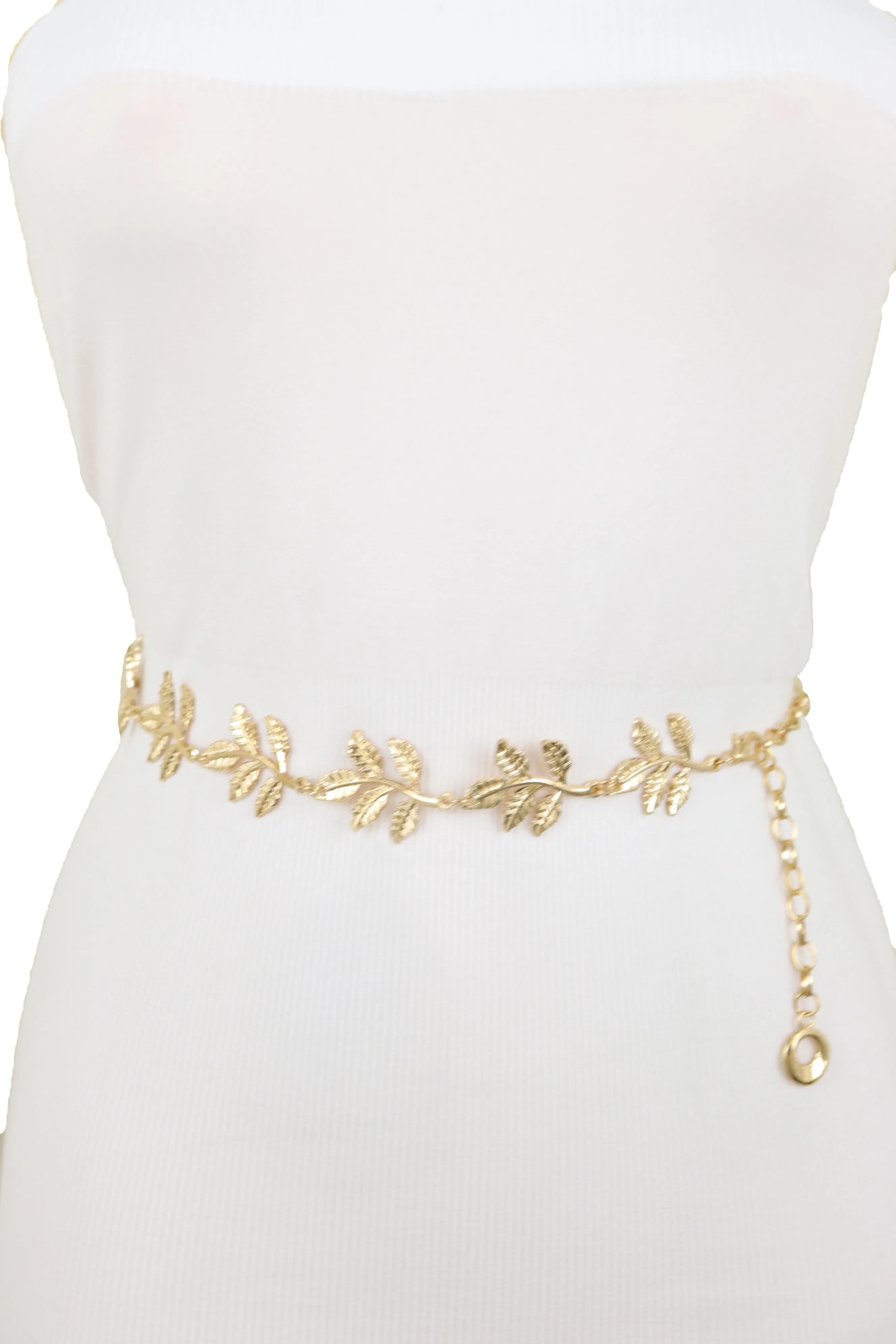 Greek Style Filigree Leaf Metal Chain Belt