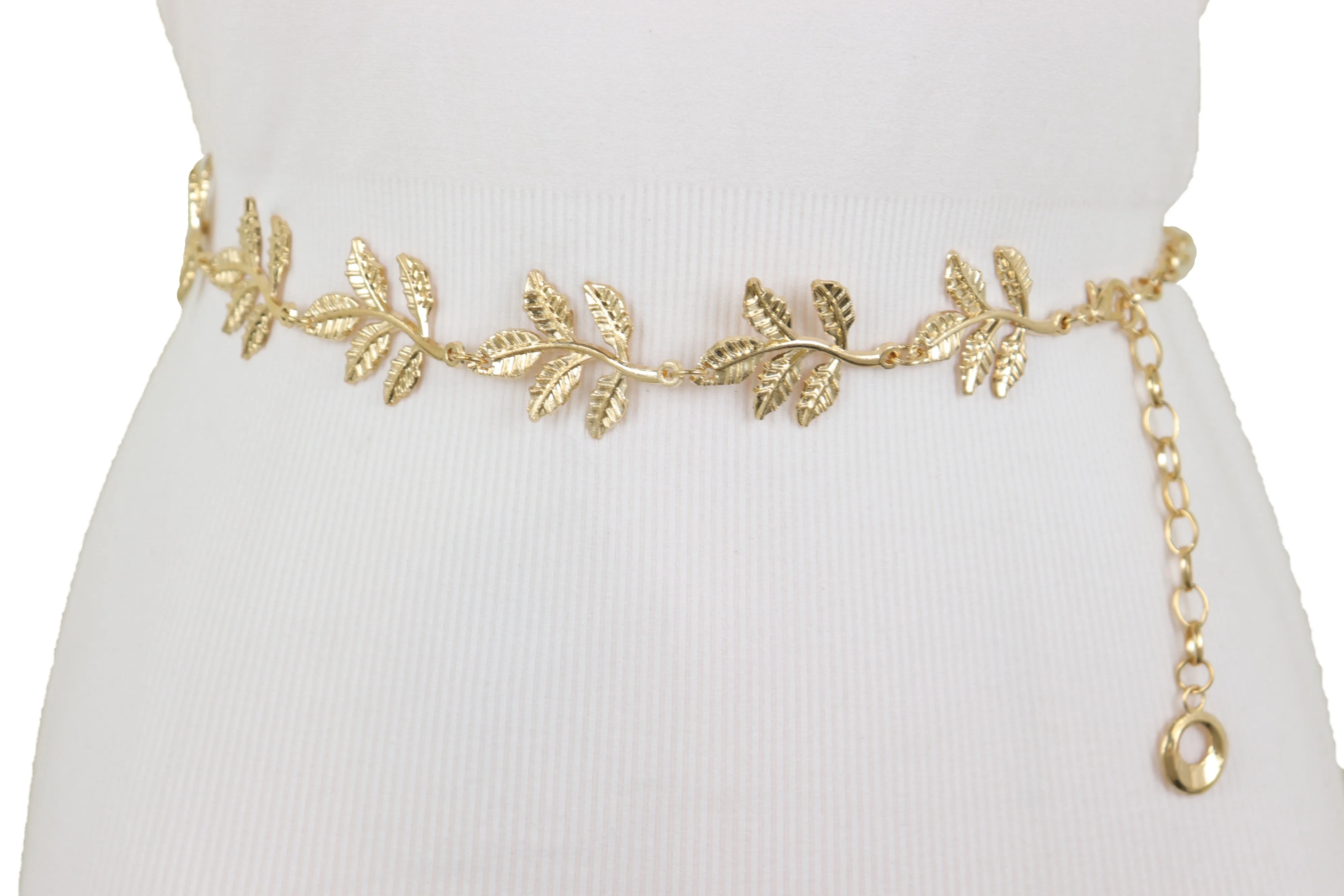 Greek Style Filigree Leaf Metal Chain Belt