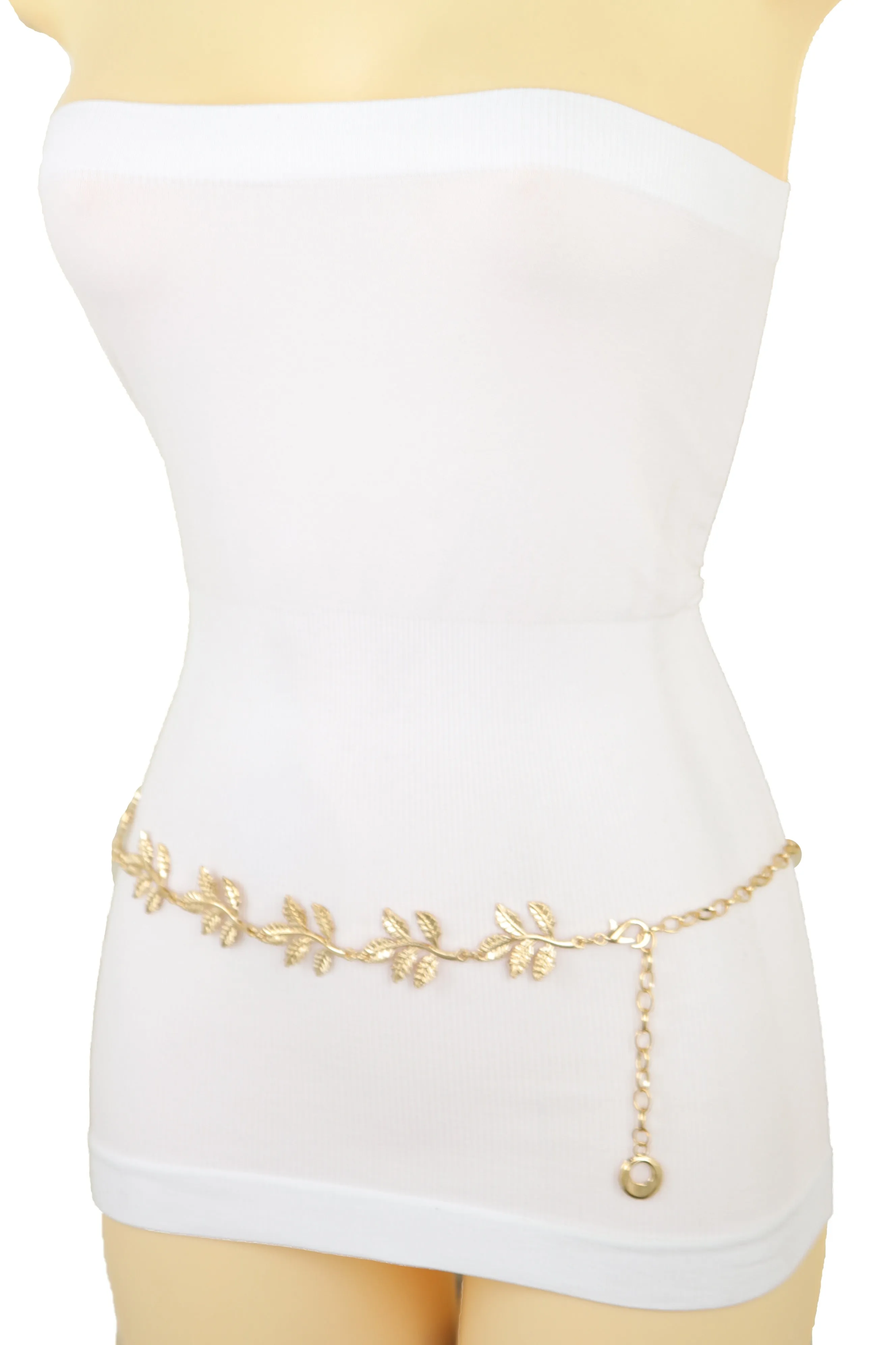 Greek Style Filigree Leaf Metal Chain Belt