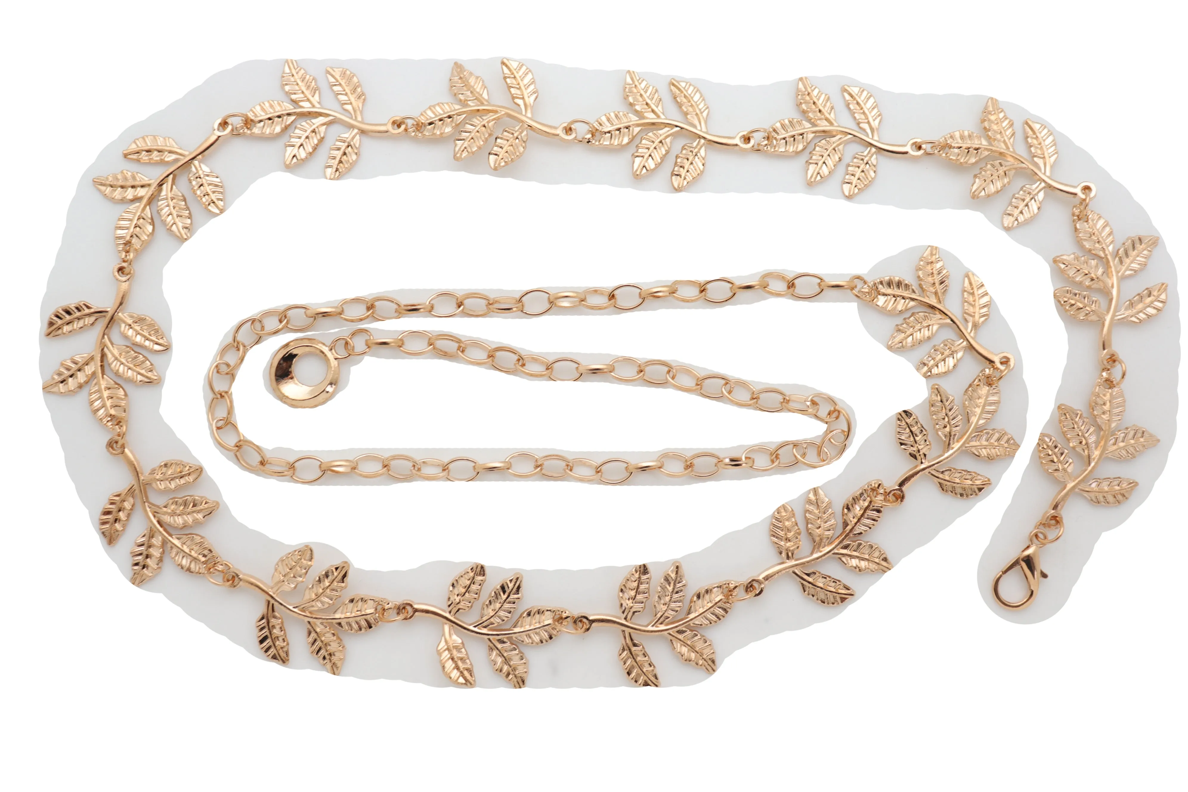 Greek Style Filigree Leaf Metal Chain Belt