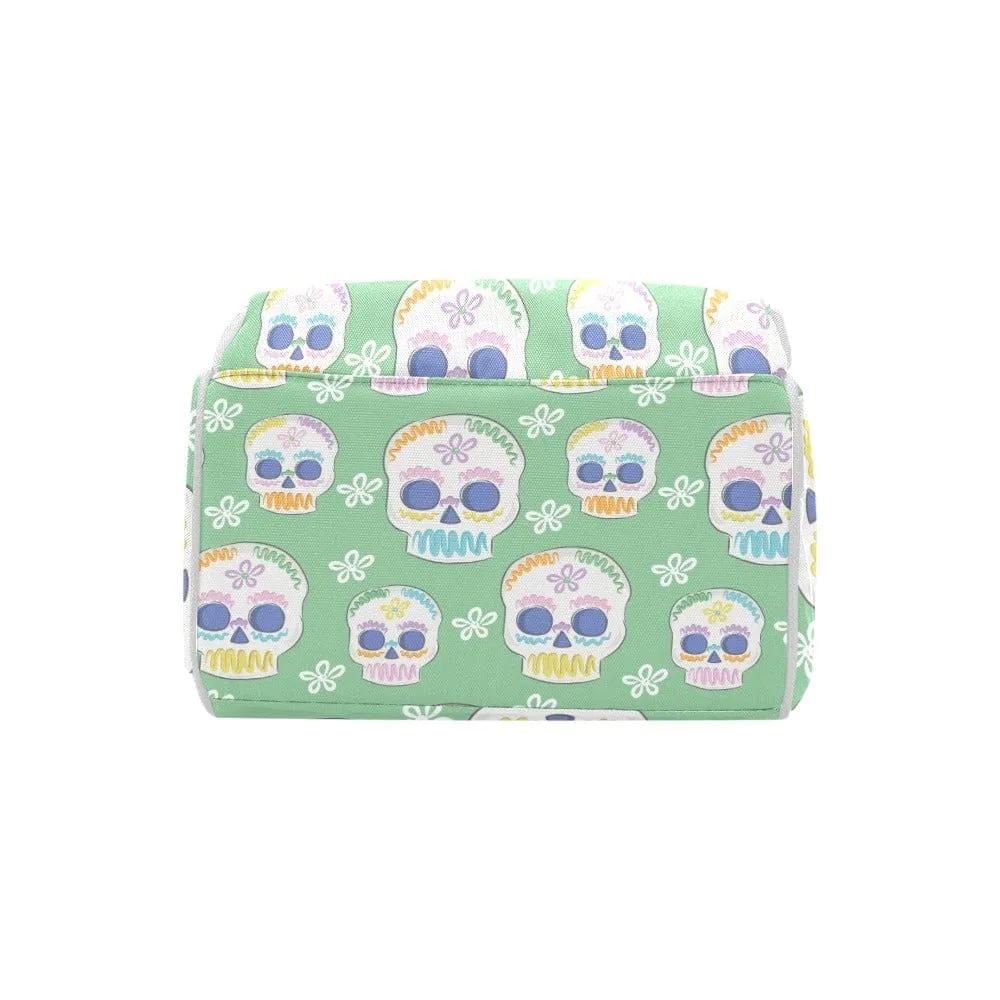 Green Pastel Skulls Multi-Function Diaper Bag