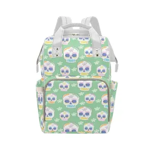 Green Pastel Skulls Multi-Function Diaper Bag