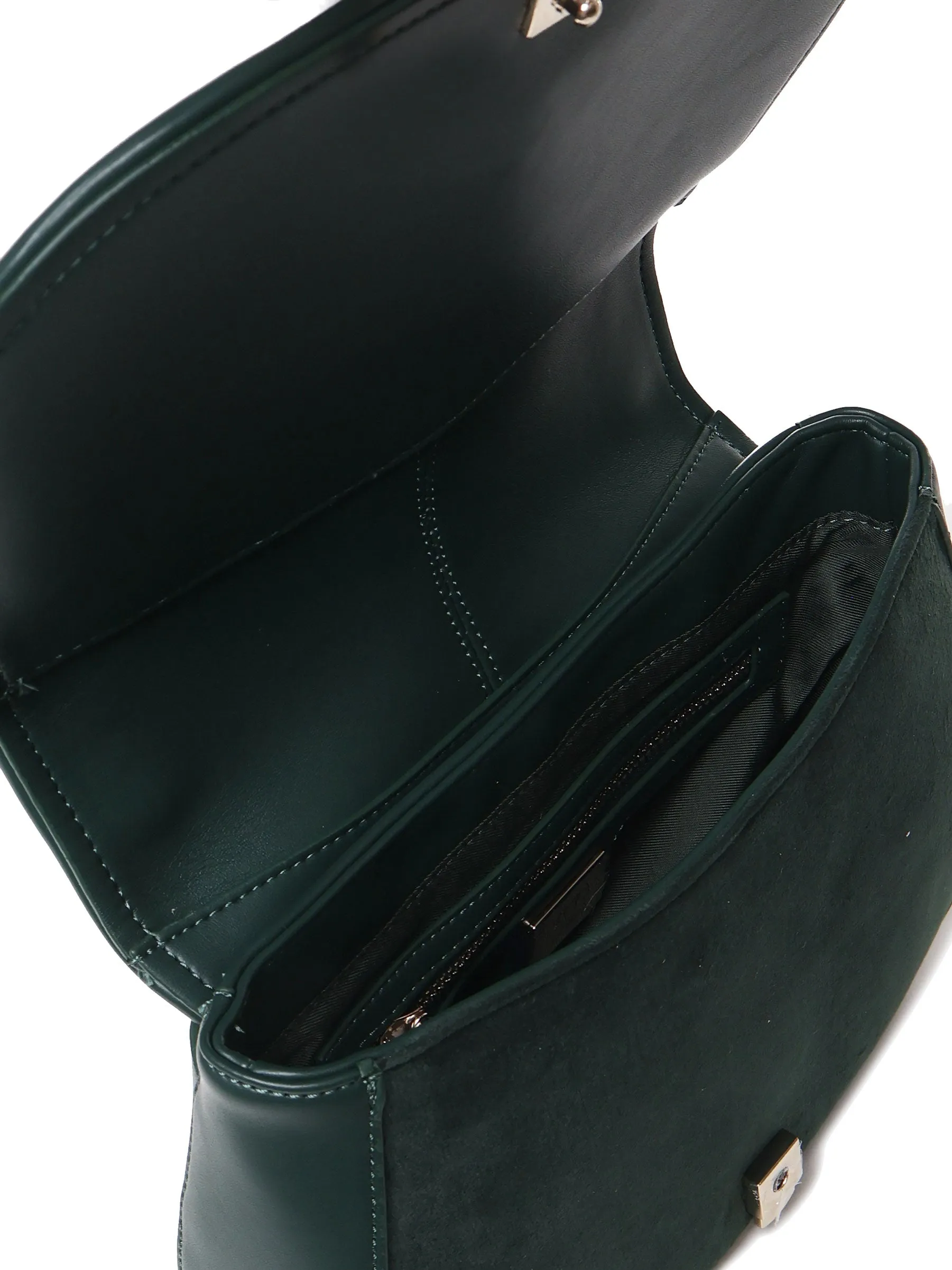 Green Shoulder Bag with Flap Closure