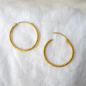 Hammered 20K Gold Hoops