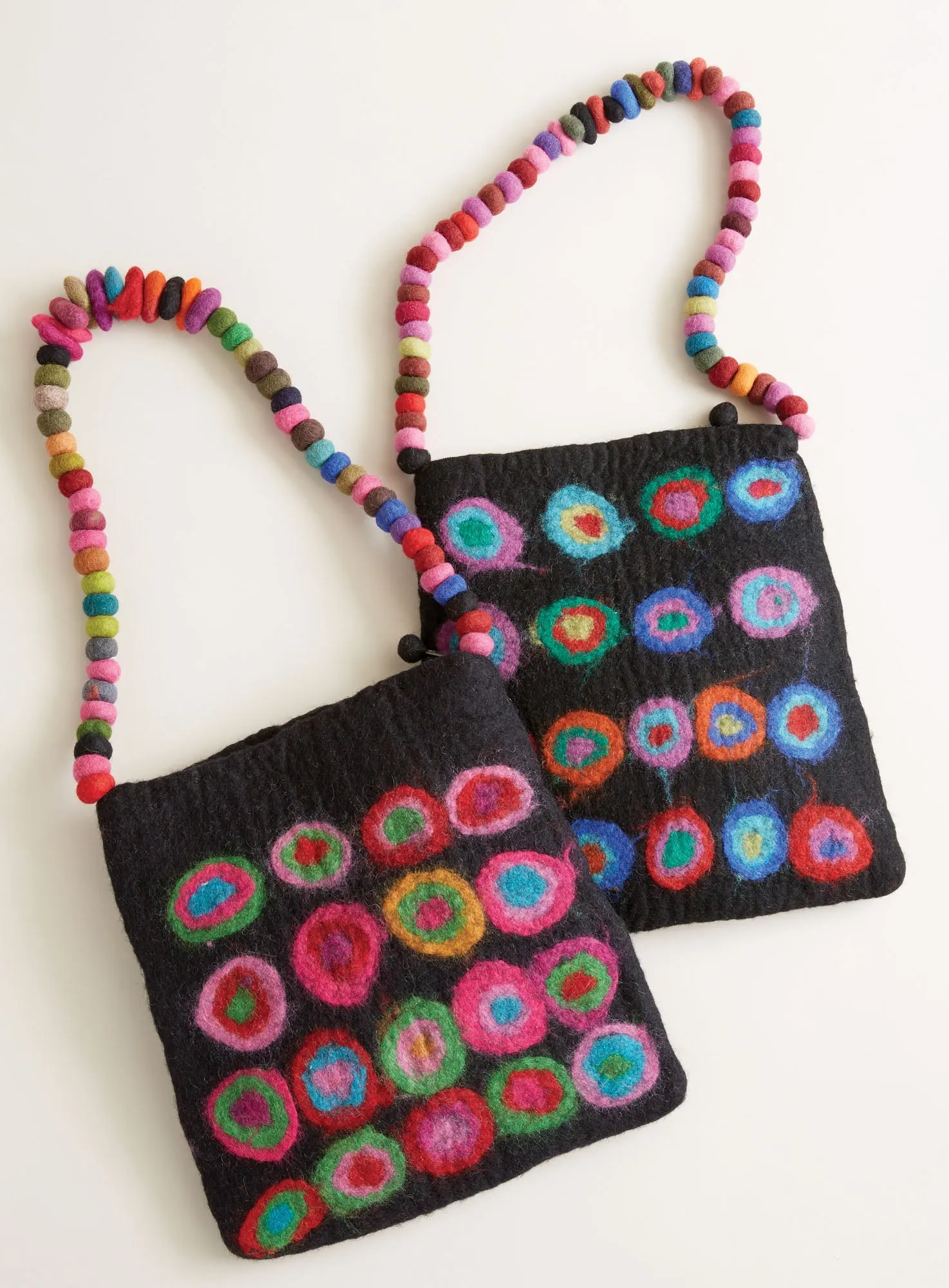 Hand-Felted Pom-Pom Shoulder Bag