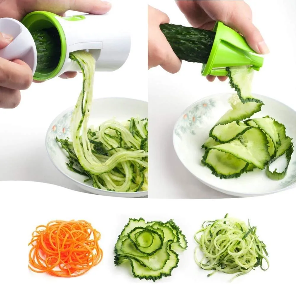 Hand held Stainless Steel Portable Spiraliser Vegetable Slicer Peeler