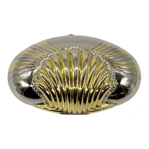 HANDBAG Oval-Shaped Shell Motif Evening Clutch - Gold & Silver