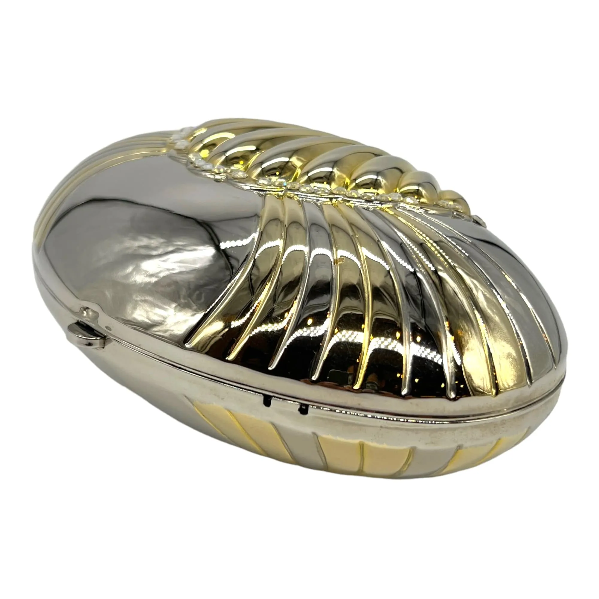 HANDBAG Oval-Shaped Shell Motif Evening Clutch - Gold & Silver