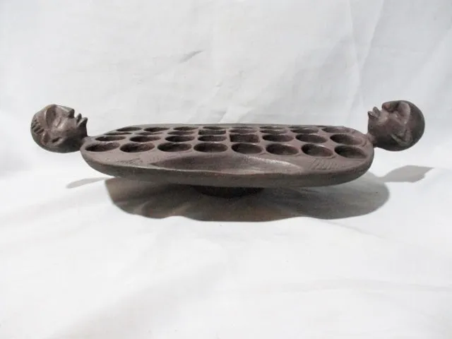 Handmade Carved Wood AFRICAN HEAD FACE Jewelry Box Mancala Art Tray Trinket