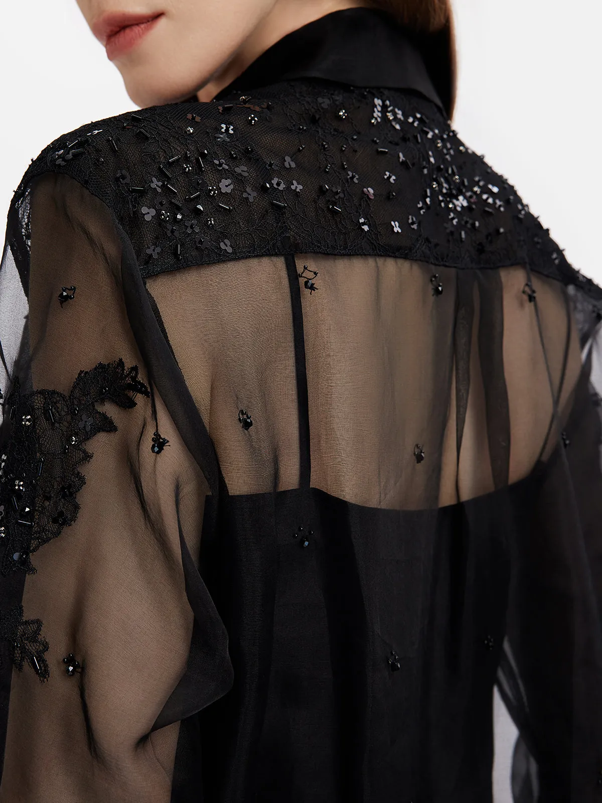 Handmade Sequin Embroidered Silk Blouse