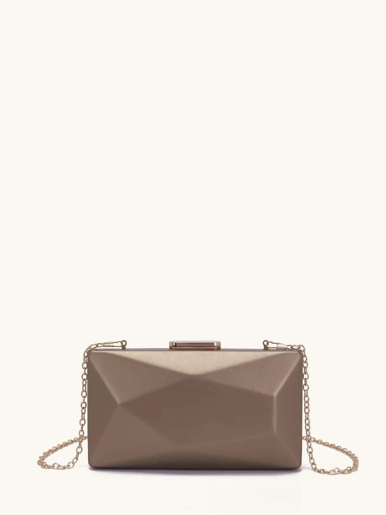 Hard Shell Clutch Bag With Metal Chain