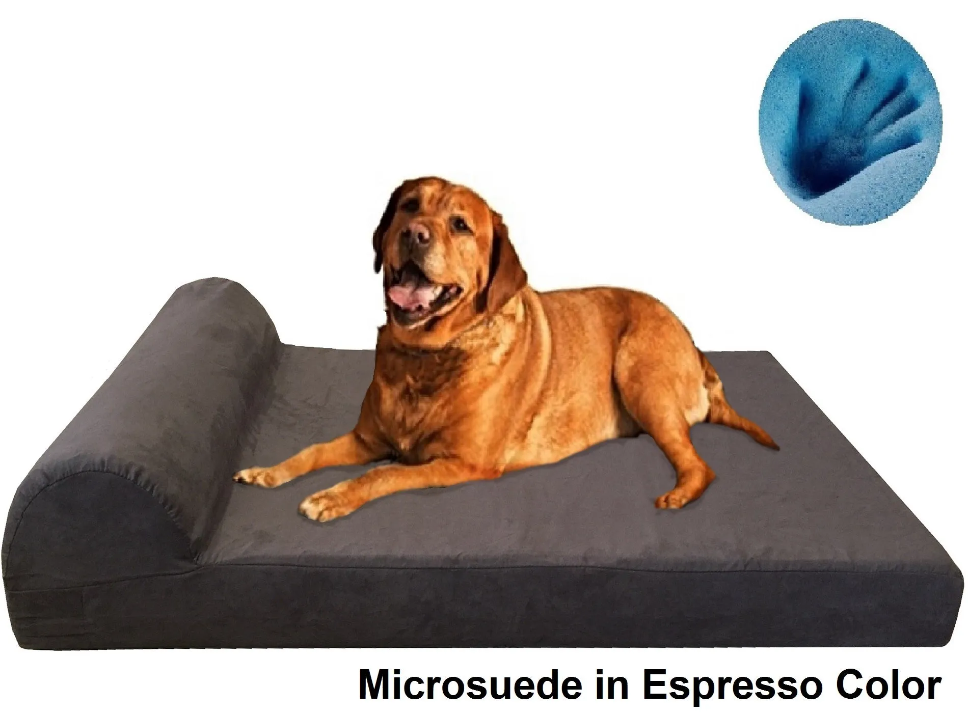 Head Rest Memory Foam Dog Bed - 3 Sizes in 9 Colors