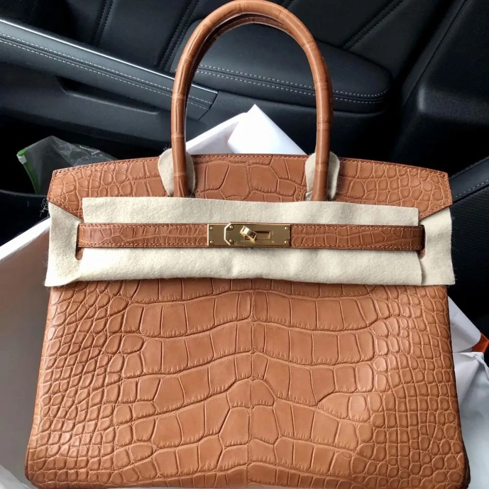 Hermès Birkin 30 Gold Alligator Mississippi Matte Gold Hardware GHW