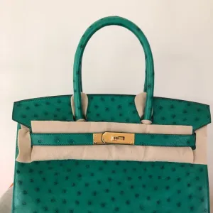 Hermès Birkin 30 Vert Vertigo Ostrich Gold Hardware GHW