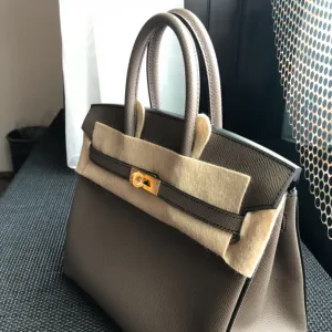 Hermès Birkin HSS 25 Gris Etain/Noir (Black) Epsom Brushed Gold Hardware BGHW