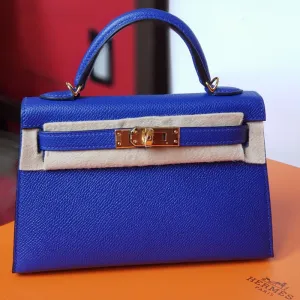 Hermès Kelly 20 Bleu Electrique Sellier Epsom Gold Hardware GHW