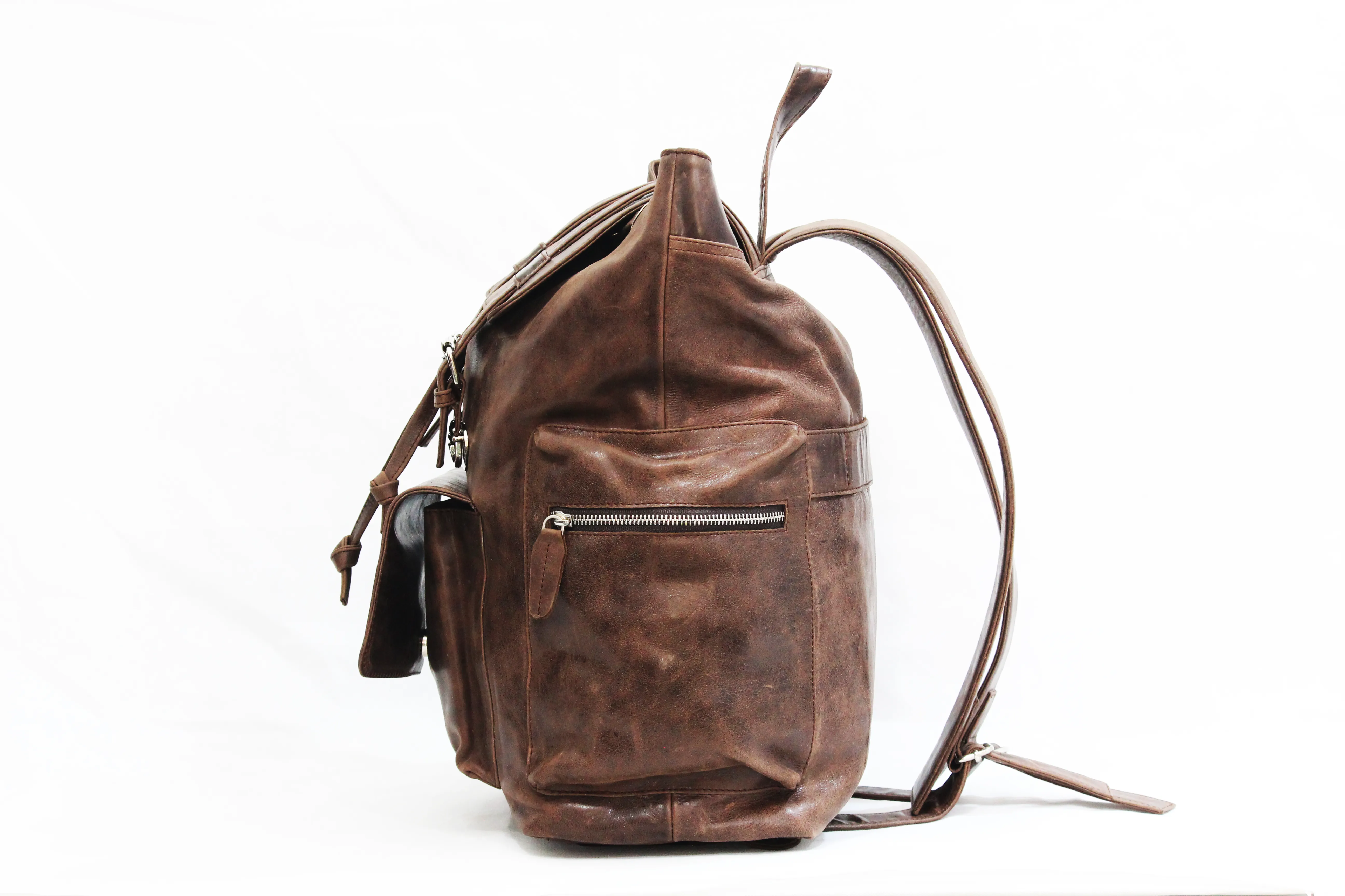 Hilford | Distressed Brown Leather Backpack