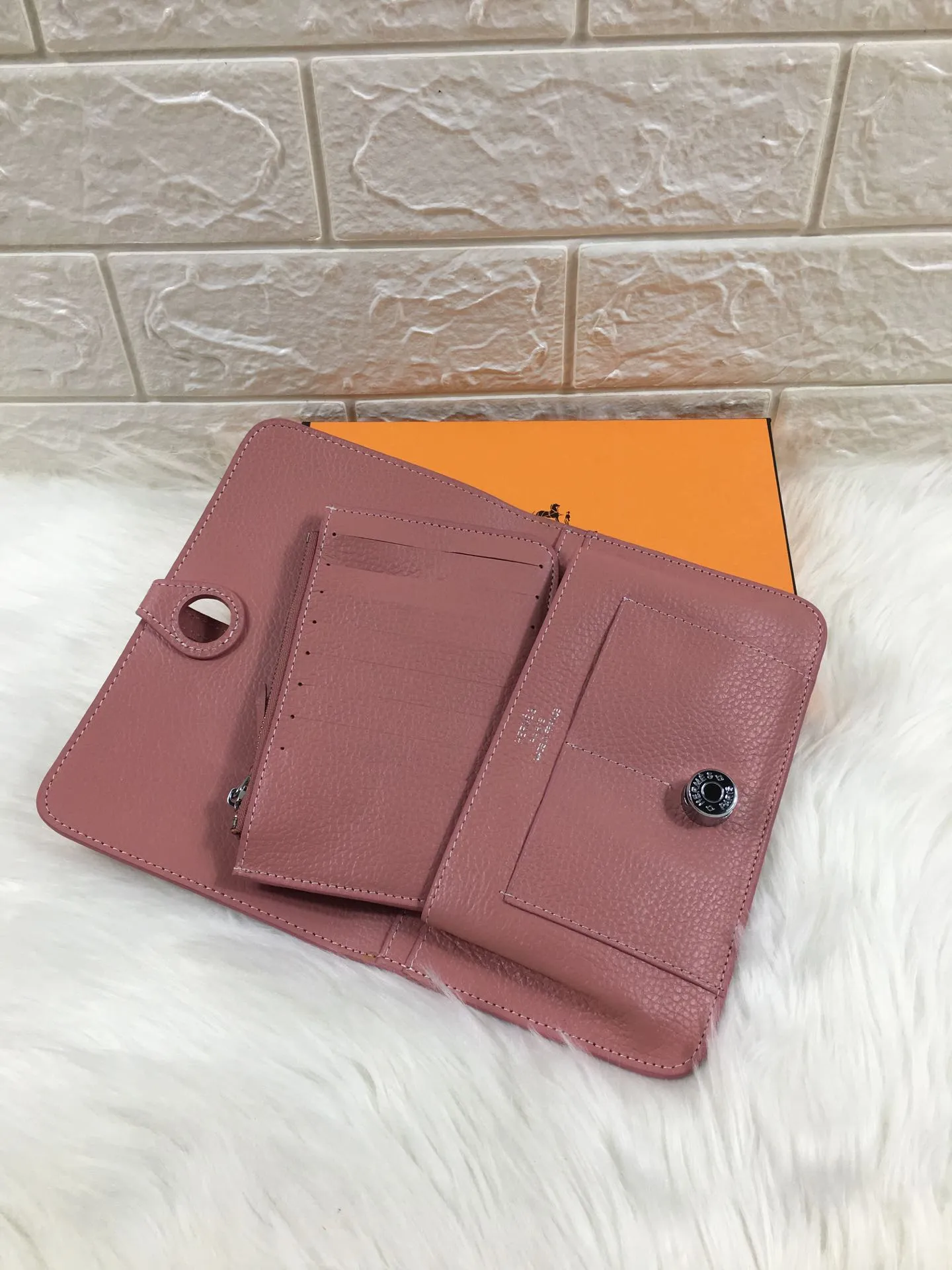 HM DOGON WALLET 20 DUSTY PINK GRAINED CALFSKIN