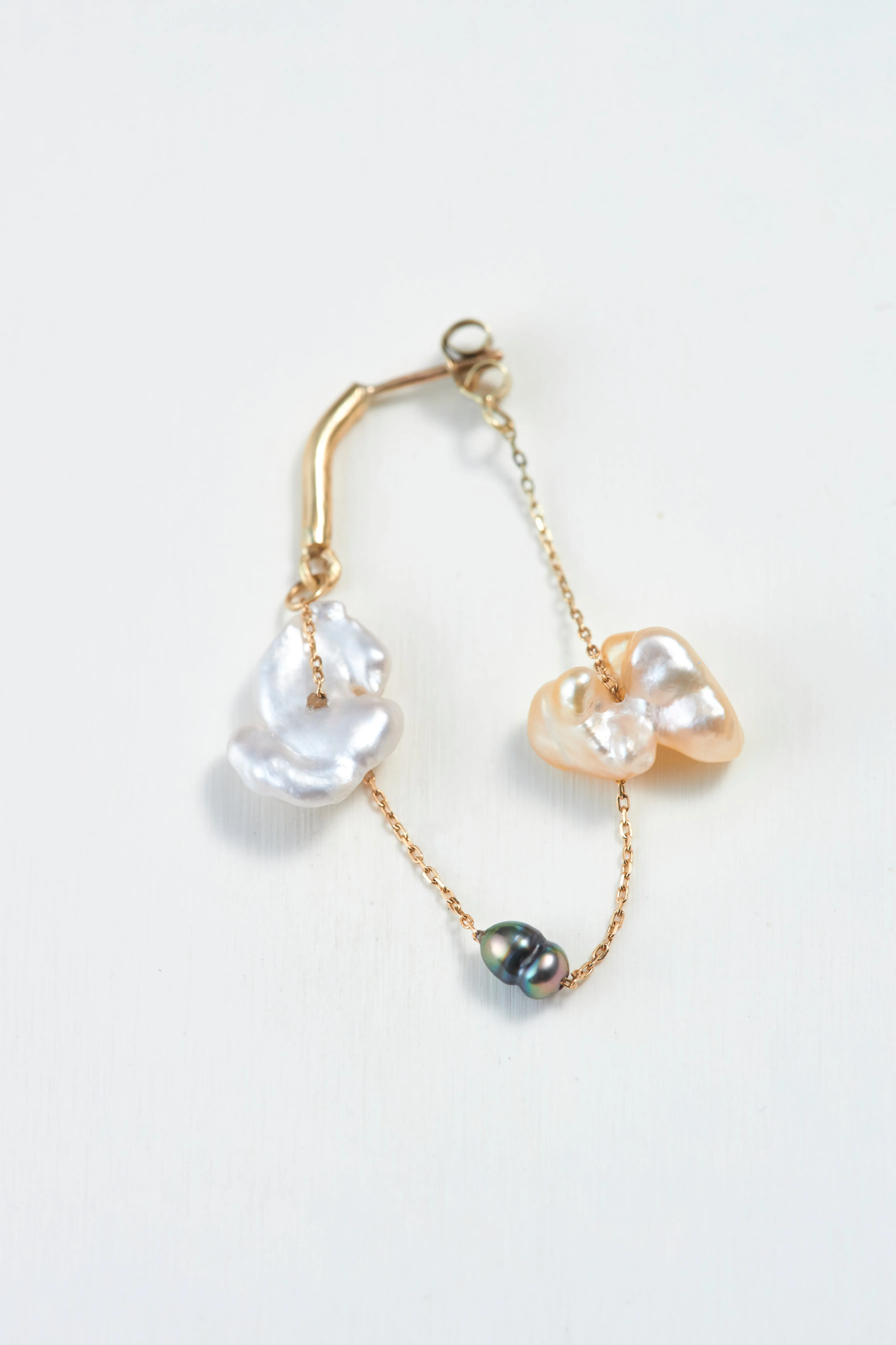 Hoop Tahitian Keshi pearl Single Earring