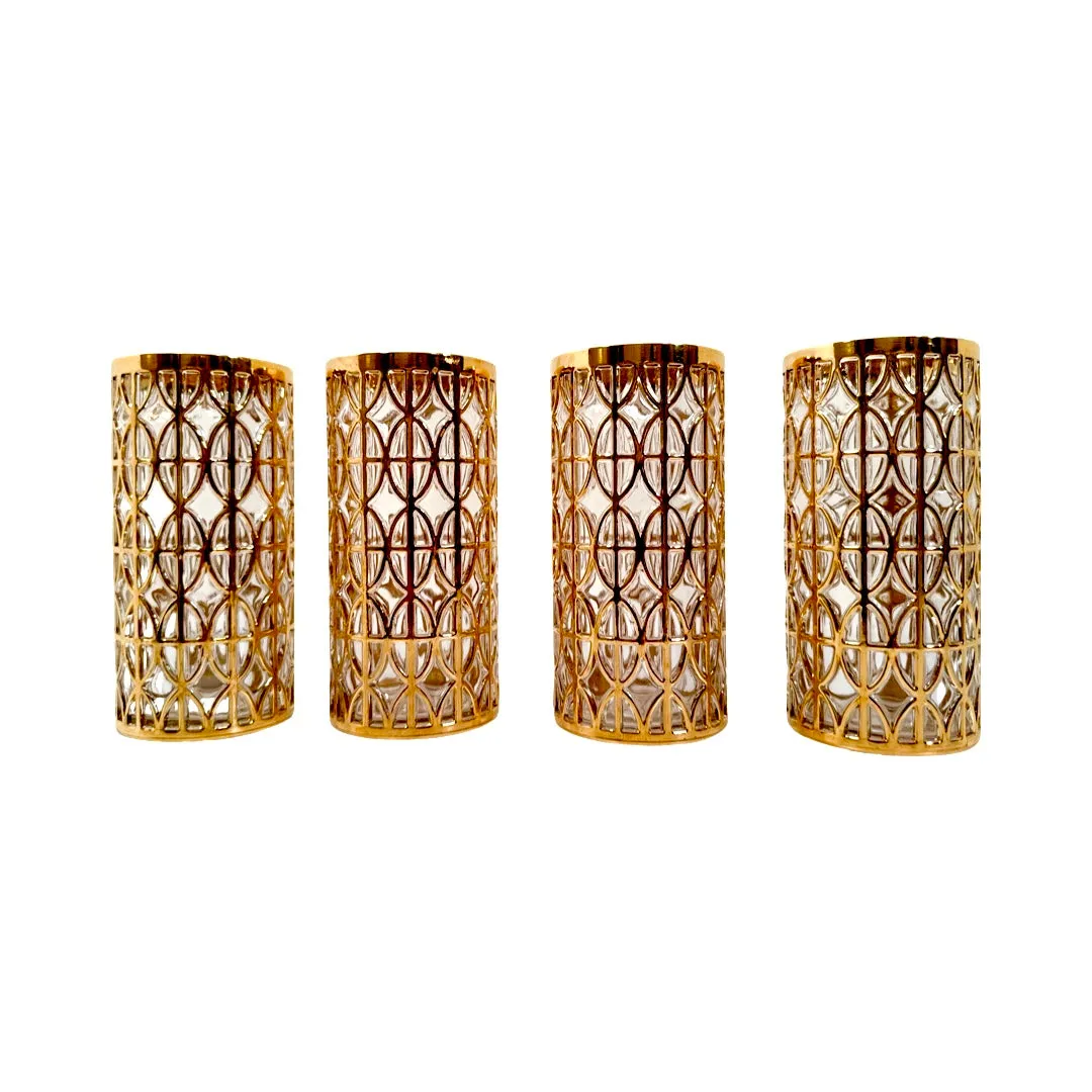 Imperial Glass Company El Tabique D’Oro 22-Karat Gold Mid-Century Highball Glasses (Set of 4)