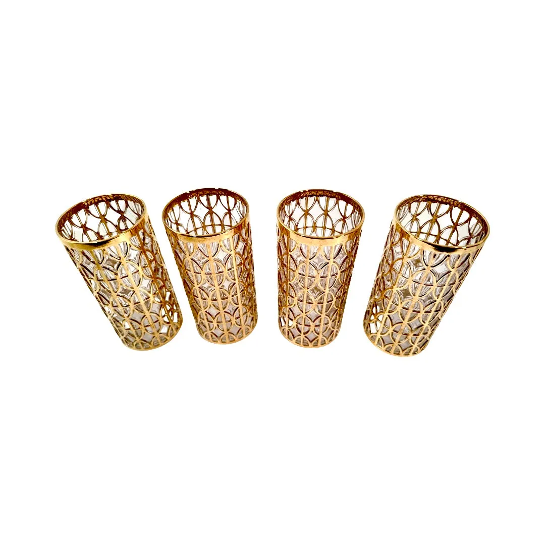 Imperial Glass Company El Tabique D’Oro 22-Karat Gold Mid-Century Highball Glasses (Set of 4)