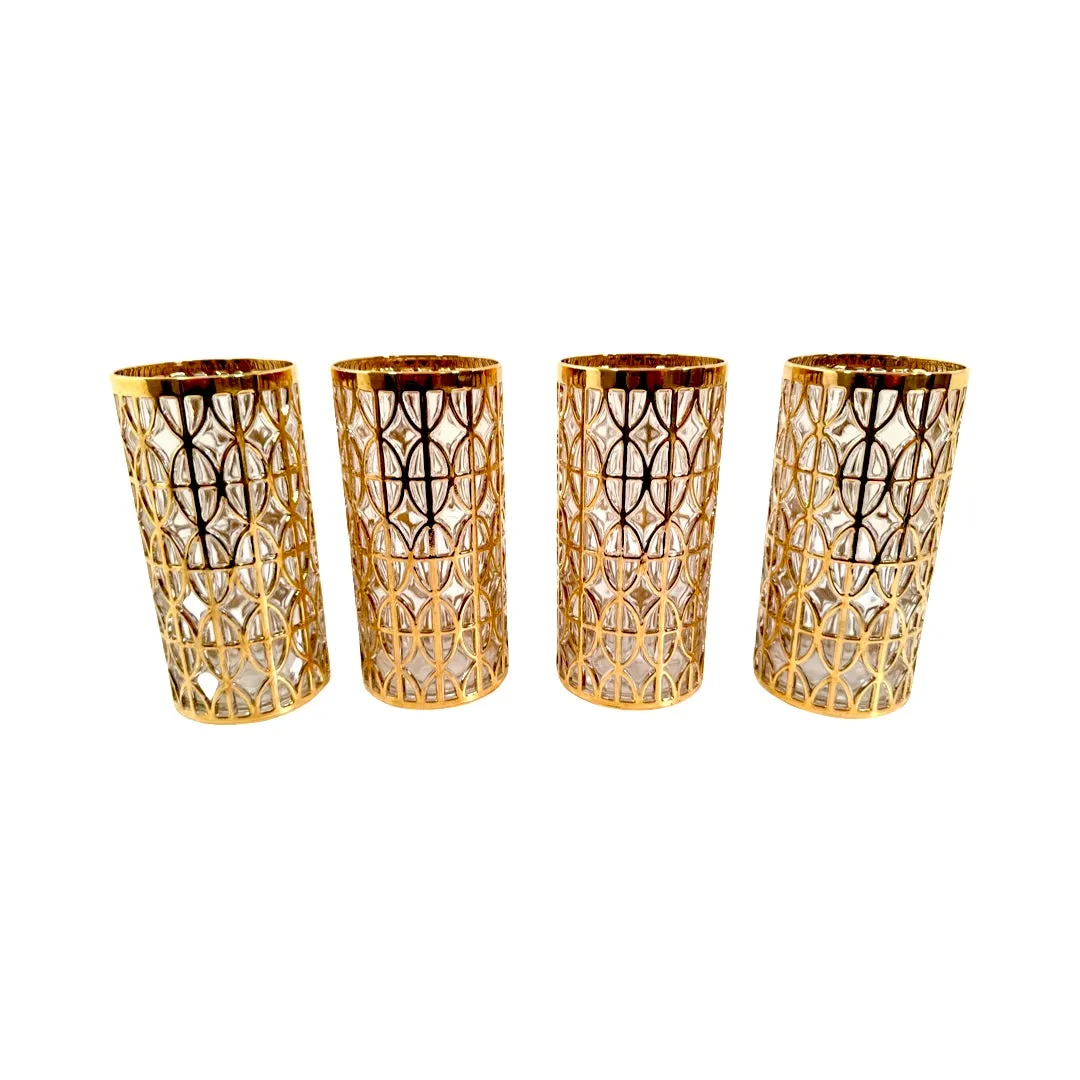 Imperial Glass Company El Tabique D’Oro 22-Karat Gold Mid-Century Highball Glasses (Set of 4)