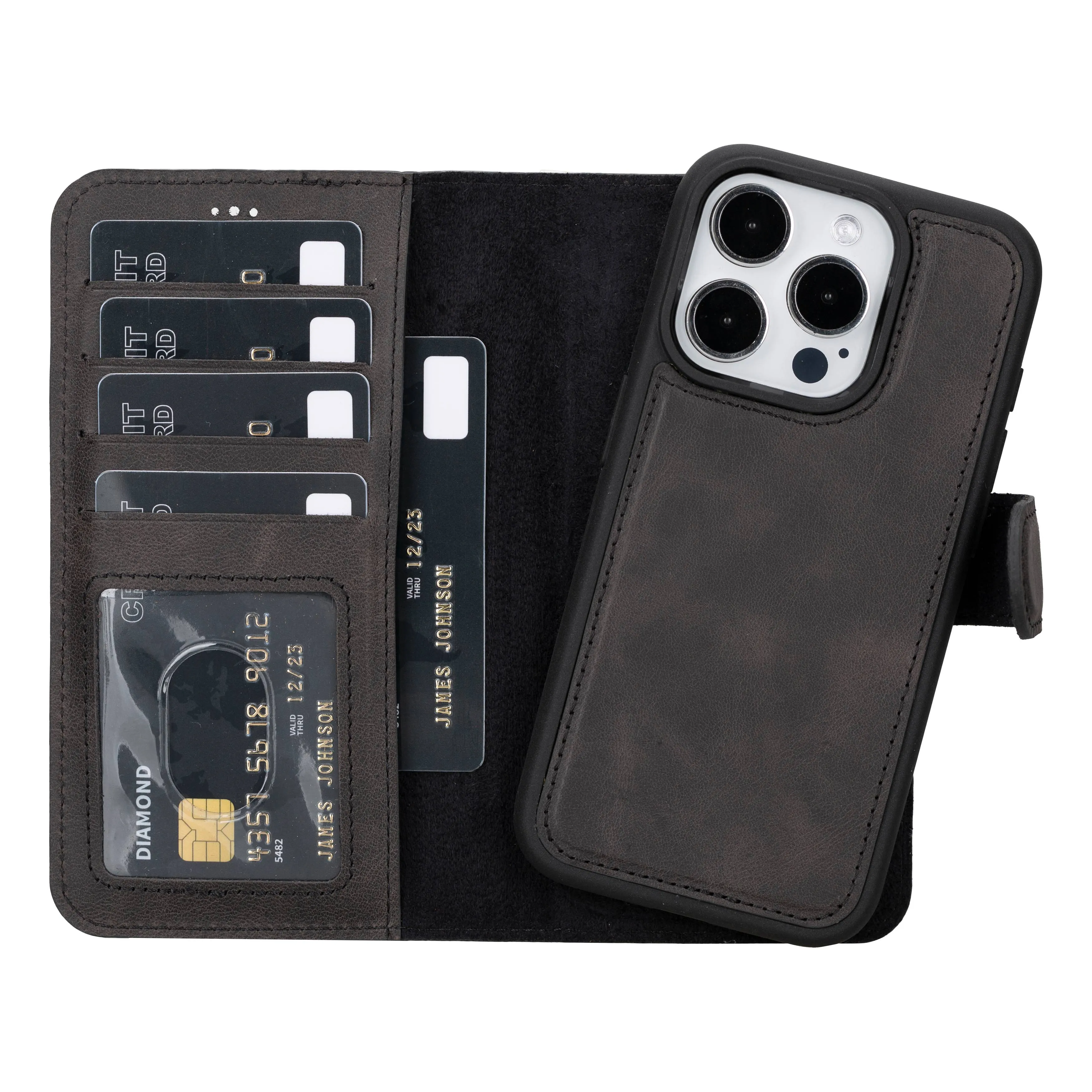 iPhone 15 Pro Leather Wallet Case