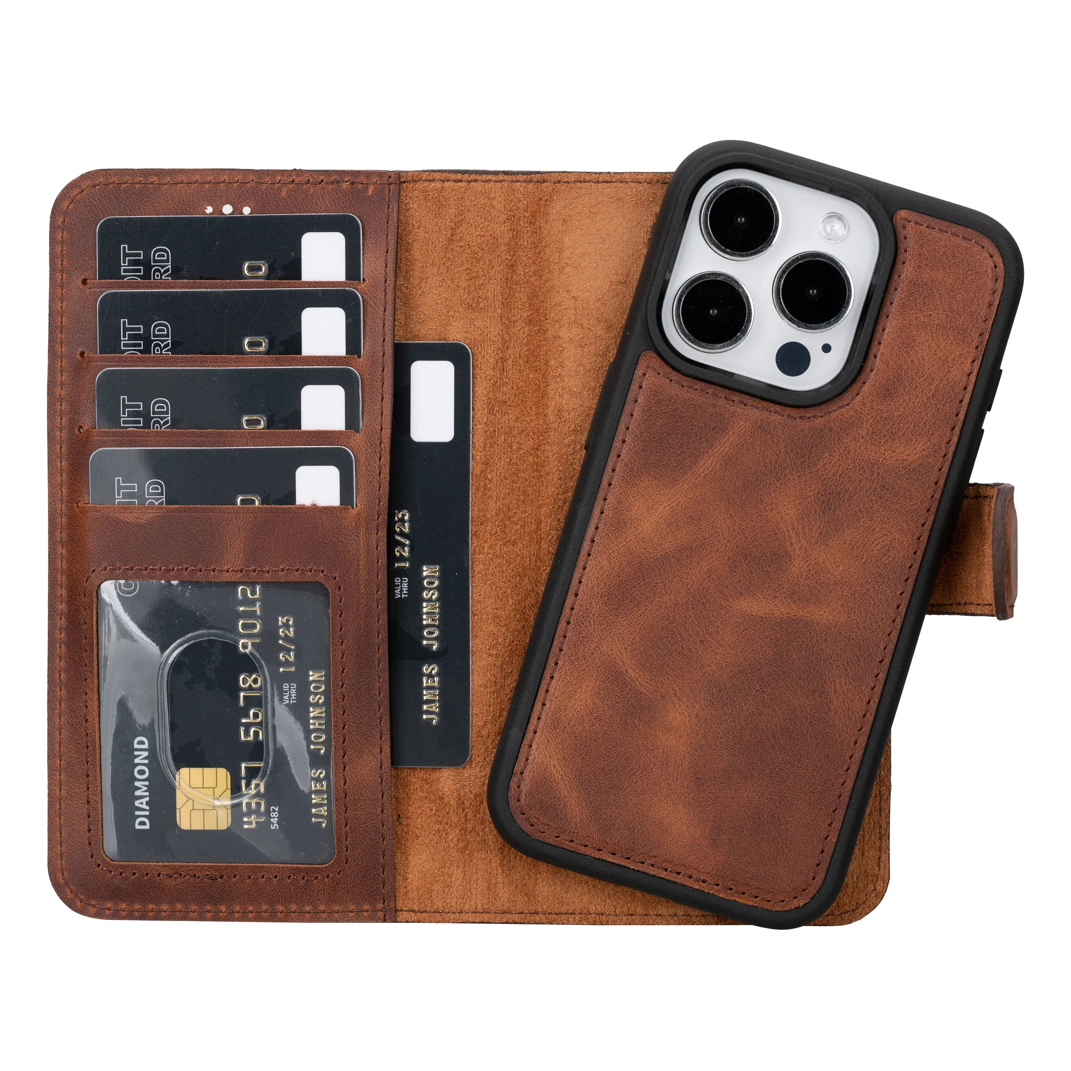 iPhone 15 Pro Leather Wallet Case