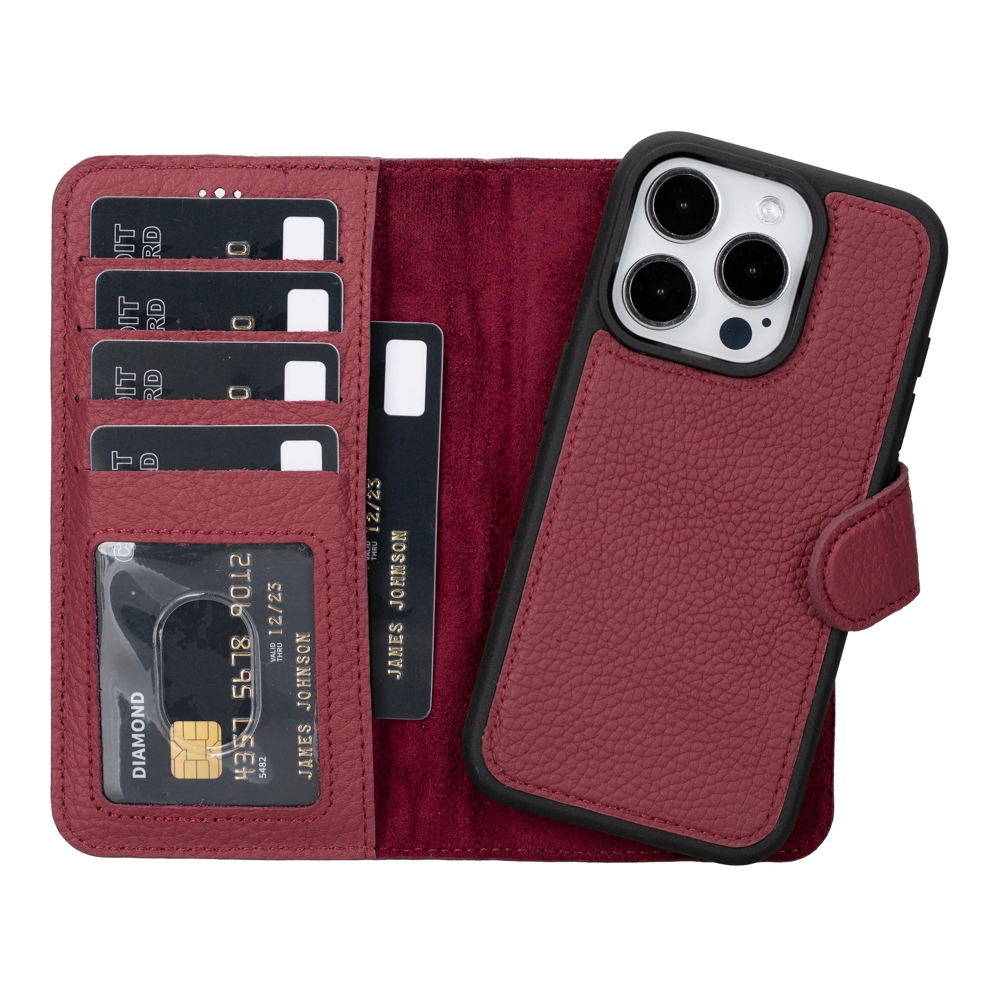 iPhone 15 Pro Leather Wallet Case