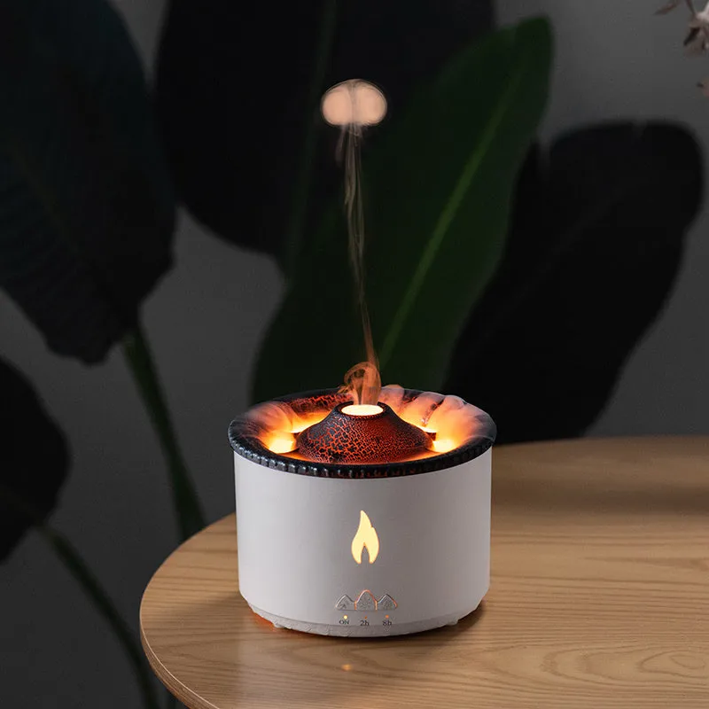 Jellyfish Flame And Blue Volcano Humidifier Air Diffuser Wholesale Portable Flame Oil Essential Aroma Mini Volcanic Diffuser With Remote Control