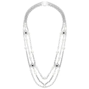 Karine Sultan Pearls and Coins Triple Strand Long Necklace