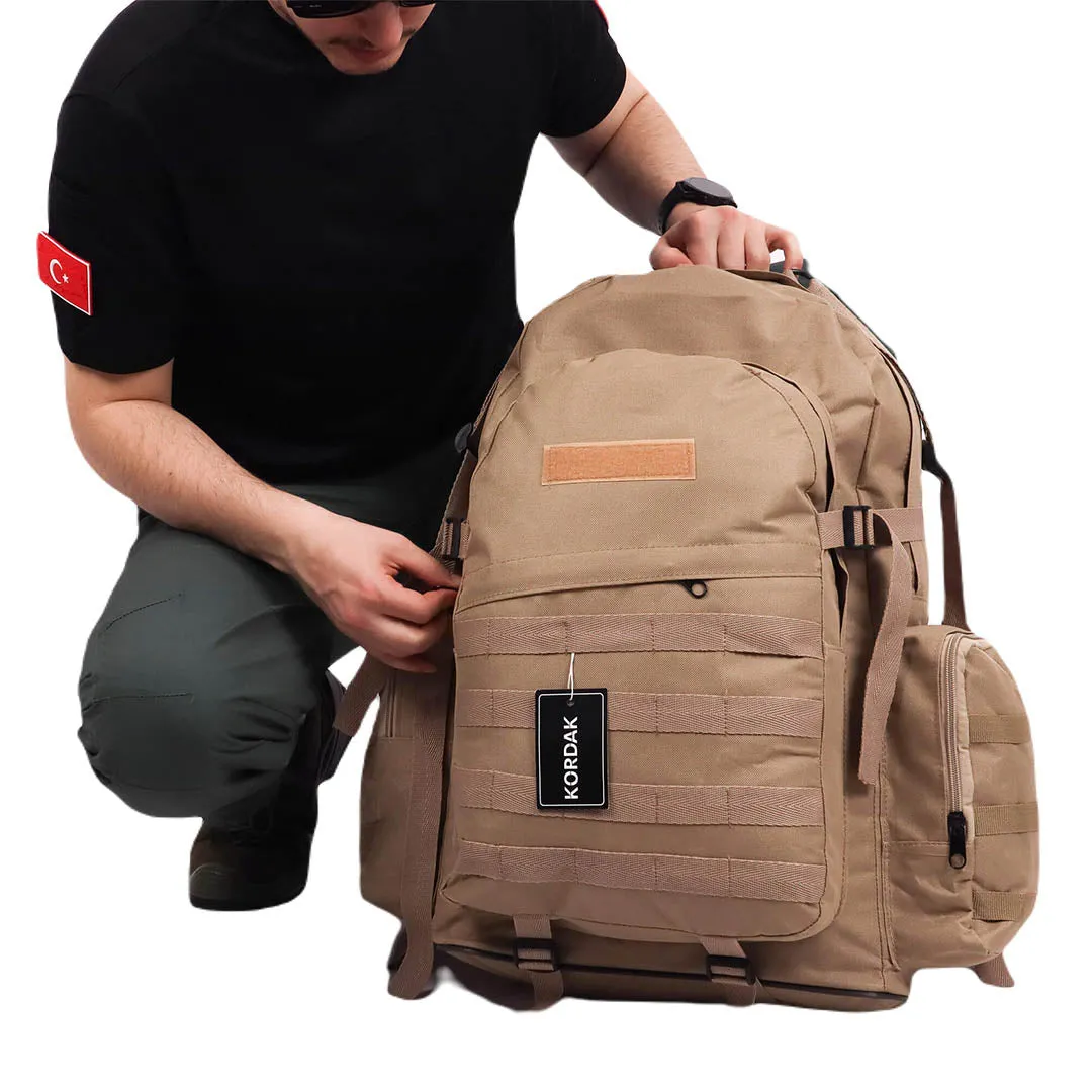 Khaki Camping Hike Trekking Backpack - 75 Liter Bag