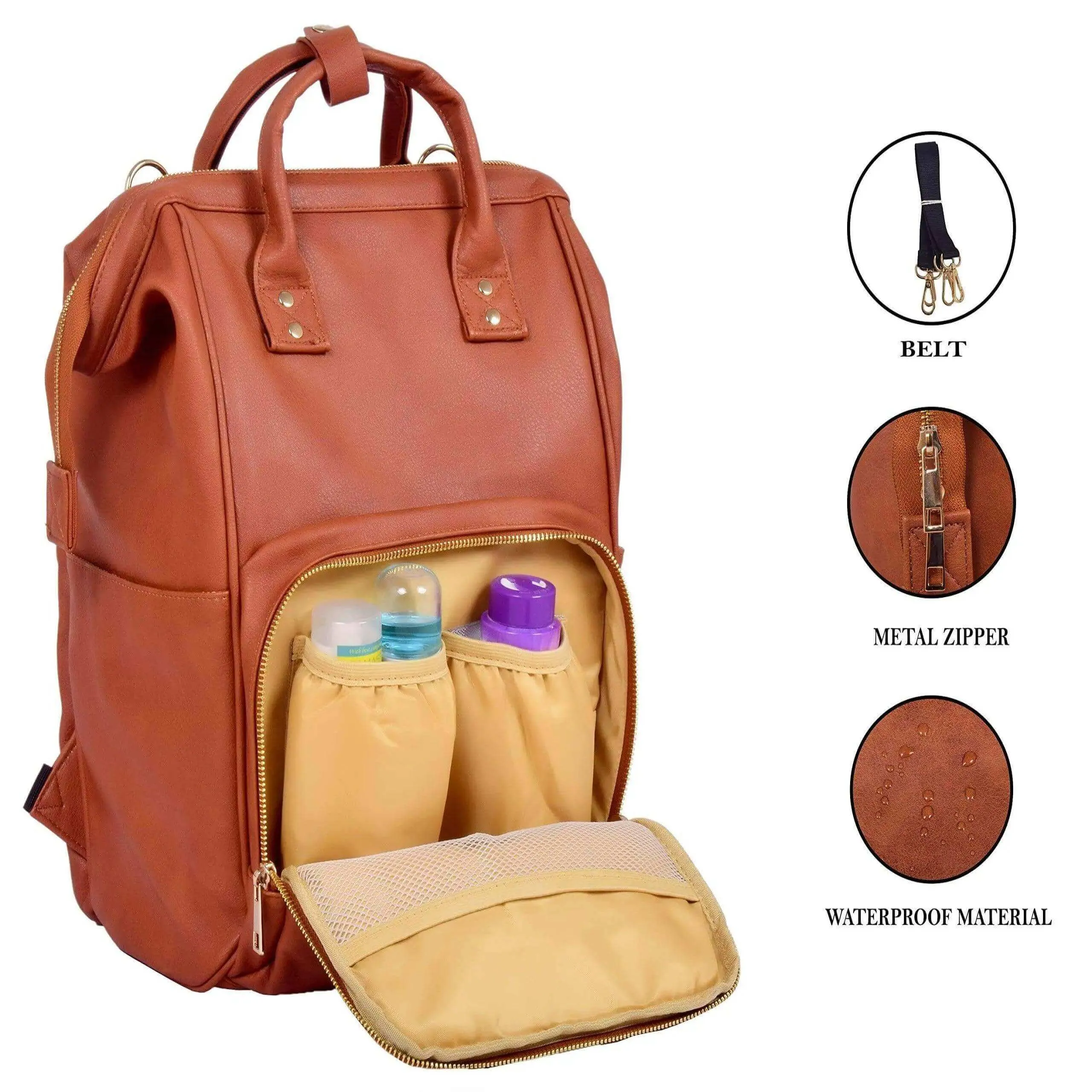 Kiddale Leather Diaper Backpack Bag for Smart Mom