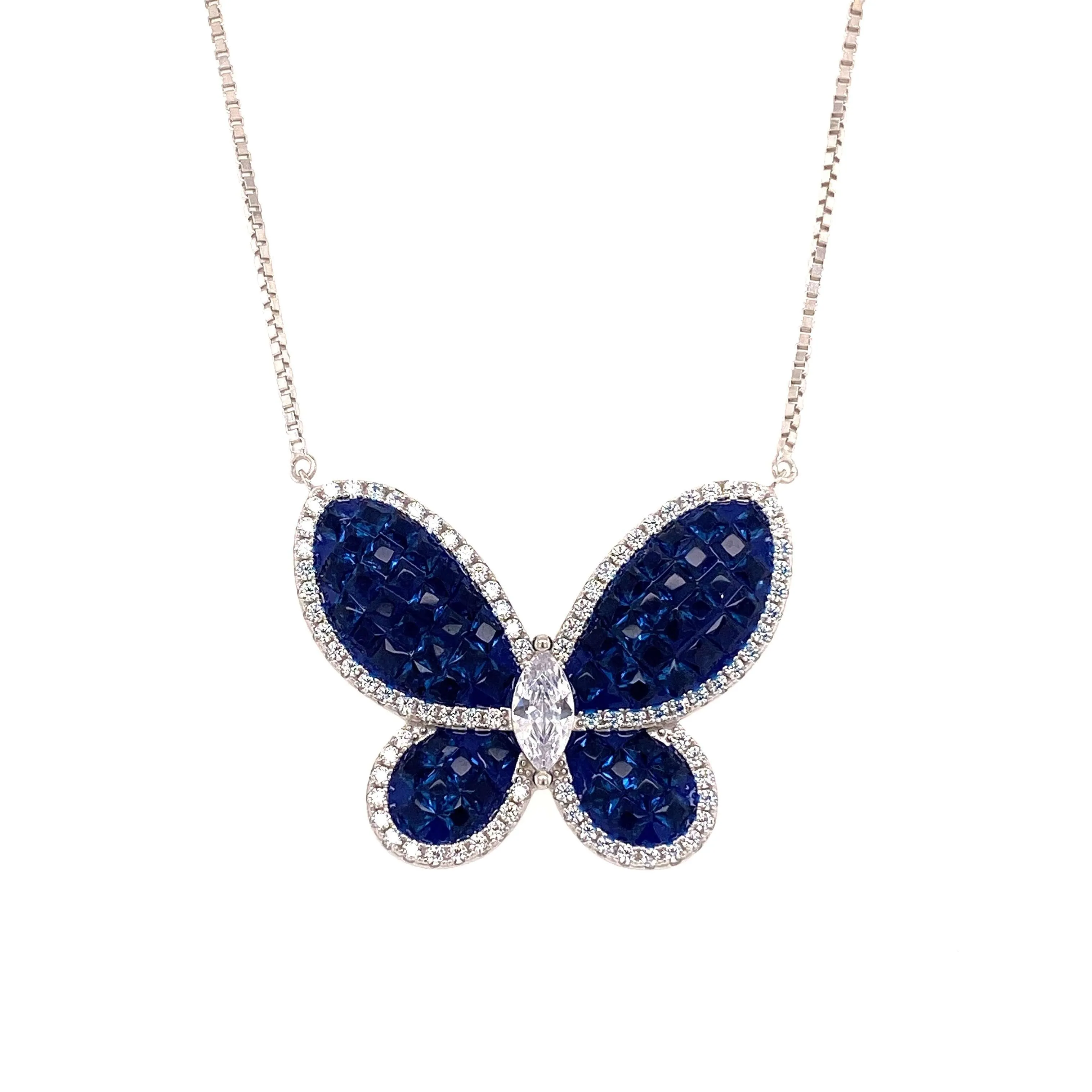 Large Butterfly Pendant With High Quality Colored CZ Stones