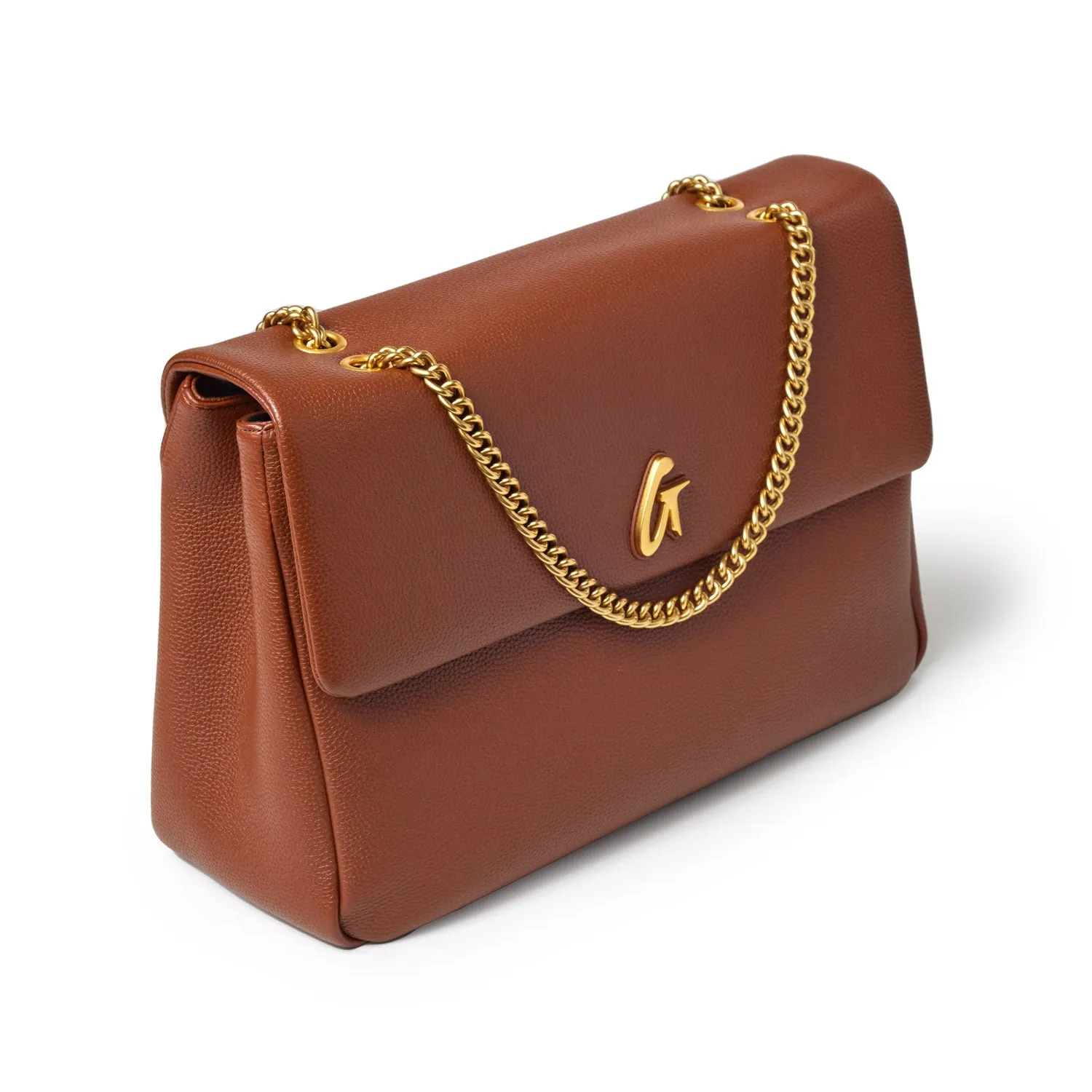 LARGE PEBBLE FLAP BAG - BROWN