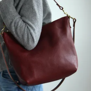 Large Slouchy Hobo Crossbody - Red Pebble