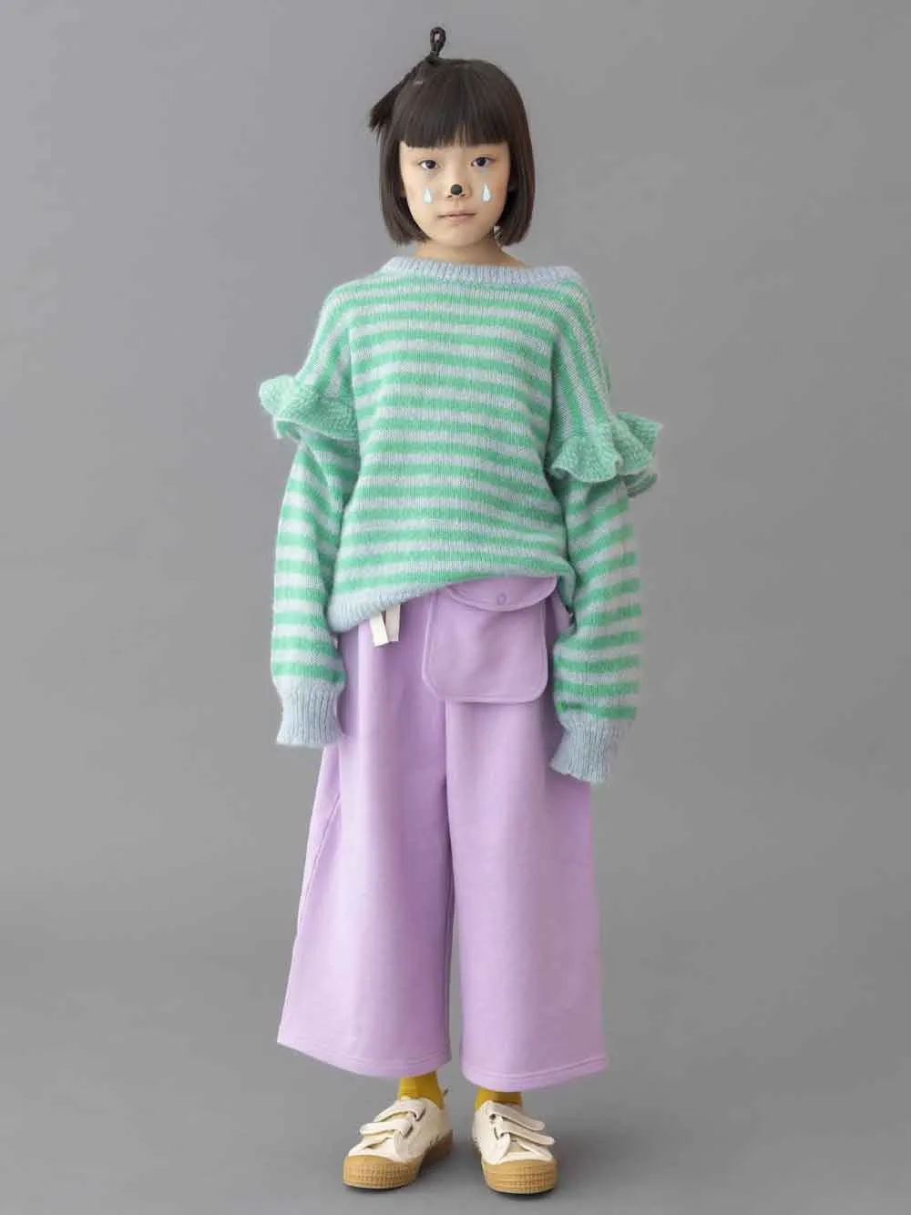 Lavender Wide Sweatpants with Sling Bag