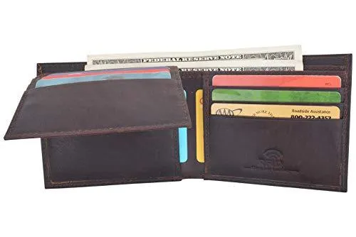 Leather Wallets for Men RFID Wallet Quality Hunter Leathers ID License Billfold Brown RFID611283