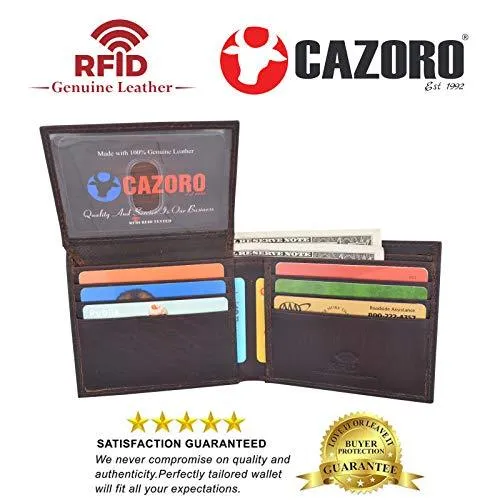 Leather Wallets for Men RFID Wallet Quality Hunter Leathers ID License Billfold Brown RFID611283