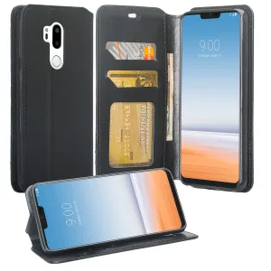 LG G7 ThinQ Case, LM-G710, G7  ThinQ Wallet Case, Slim Flip Folio [Kickstand] Pu Leather Wallet Case with ID & Card Slots & Pocket - Black