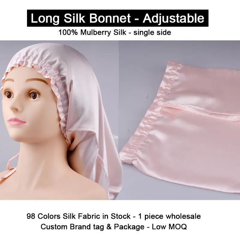 Long Silk Bonnets - Adjustable - custom and wholesale