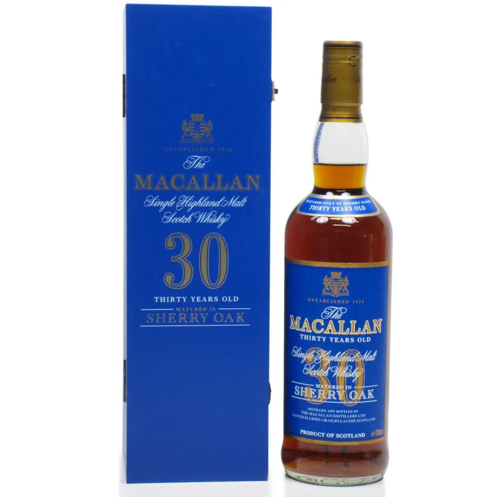 Macallan 30 Years Old Sherry Oak Blue Label (bottled between 1990s to 2000s) 70cl