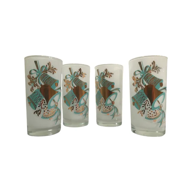 Maida Armour Signed Mid-Century Christmas Bells Glasses (Set of 4)