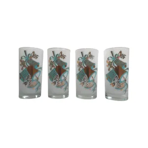 Maida Armour Signed Mid-Century Christmas Bells Glasses (Set of 4)