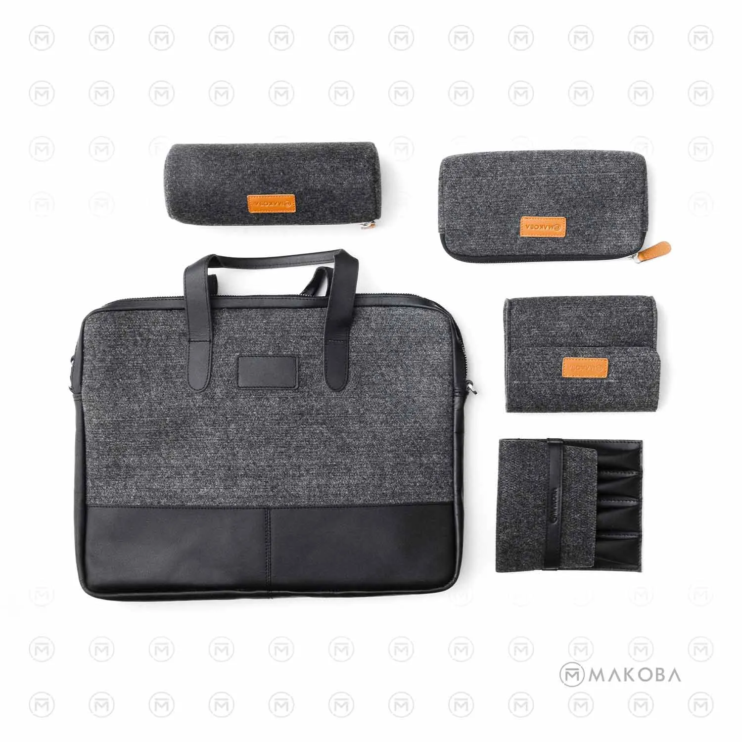 Makoba Felt Super Slim 14" Laptop Bag With Strap, Grey