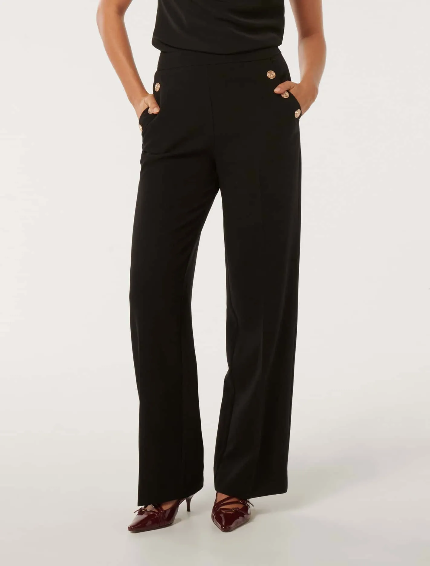 Mary Button Wide Leg Pants